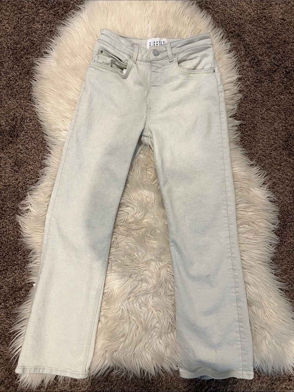 Cotton denim jeans, Claudie Pierlot, light blue straight leg mid-rise